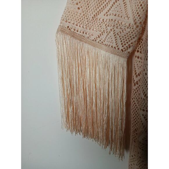 Charleston Long Fringe Gatsby Dress Step in Style Lace Beige Lines Small - Picture 11 of 14